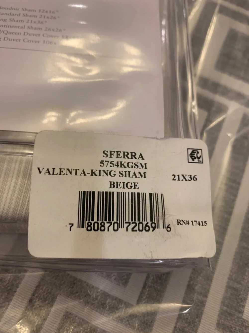 Sferra Valenta King Sham Beige Sateen Jacquard